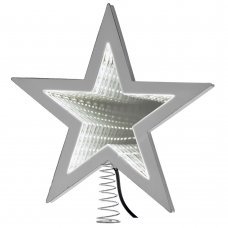 Χριστουγεννιάτικη Κορυφή Δέντρου Αστέρι Ασημί με 3D Φωτισμό LED (25cm)